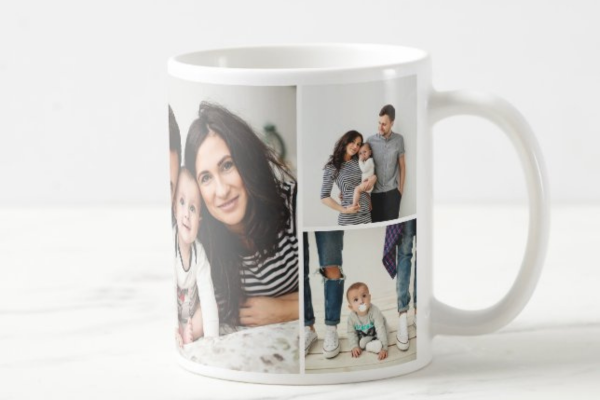 tasse personnalisée avec collage de photos de famille