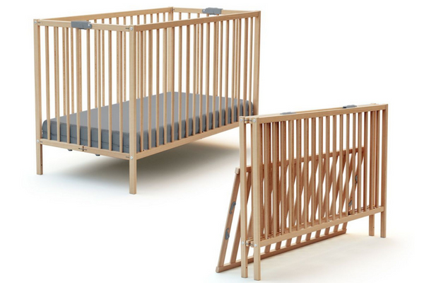 lit bébé pliable en bois